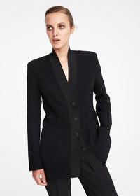 Veste avec col en trico - Noir