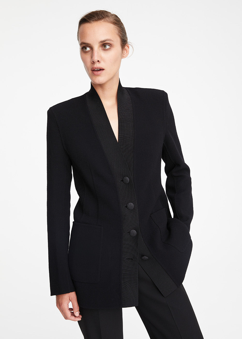 Veste avec col en trico - Noir