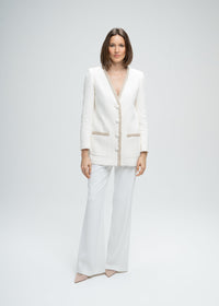 Veste longue poche plaque - Blanc Cassé