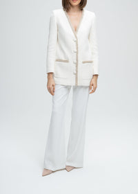 Veste longue texturée - Blanc Cassé