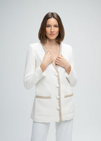 Veste longue poche plaque - Blanc Cassé