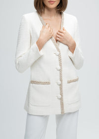 Veste longue texturée - Blanc Cassé
