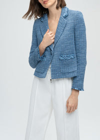 Textured cropped jacket - Blue