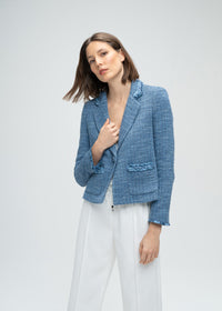 Vest en tweed poche plaque - Bleu Moyen