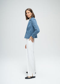 Vest en tweed poche plaque - Bleu Moyen
