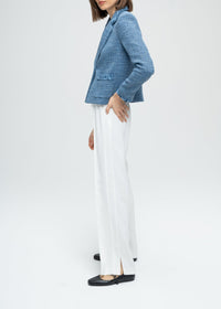Textured cropped jacket - Blue