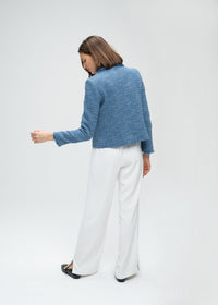 Vest en tweed poche plaque - Bleu Moyen