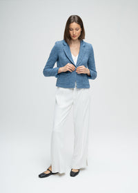 Vest en tweed poche plaque - Bleu Moyen