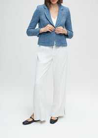 Textured cropped jacket - Blue