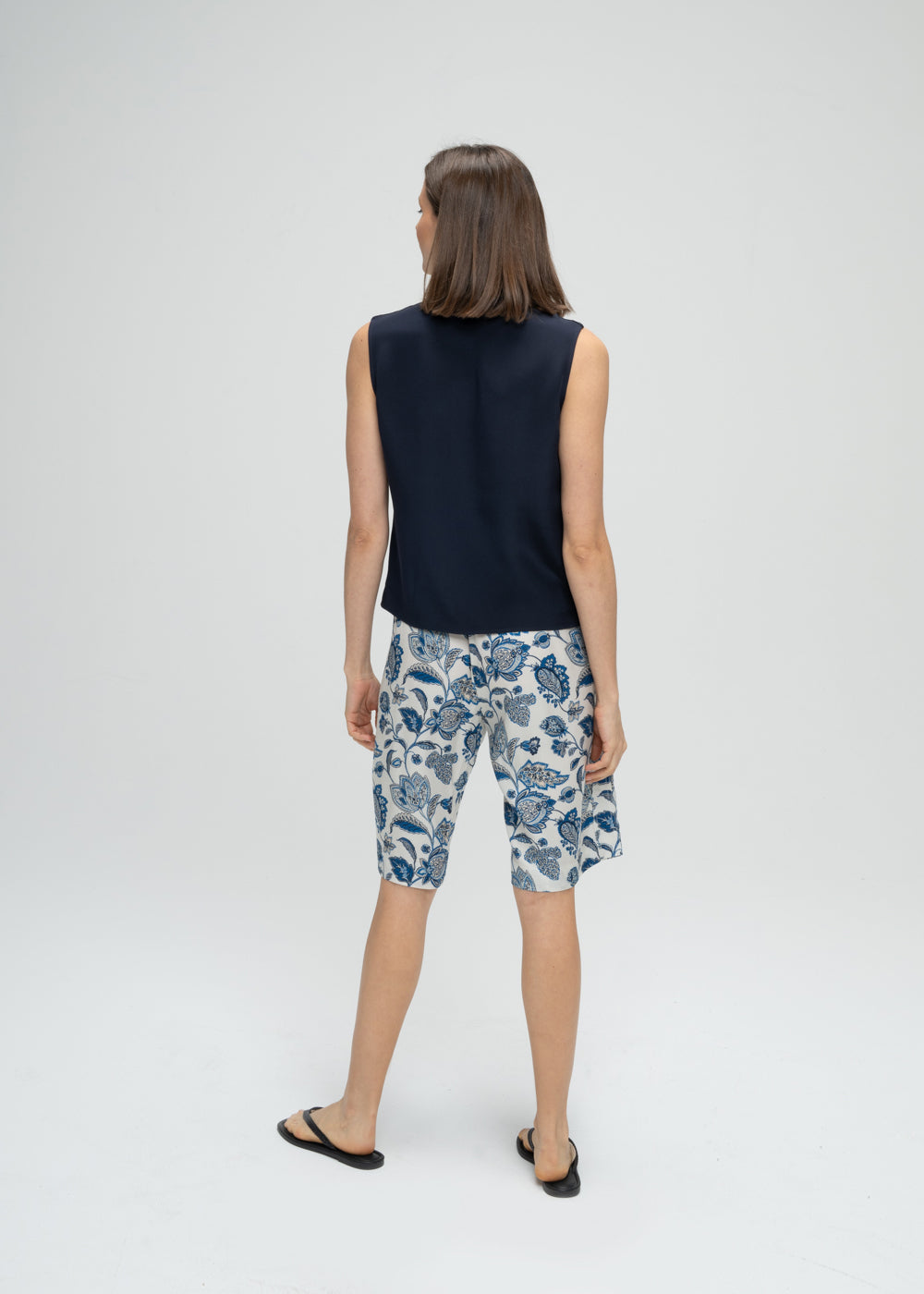 Bermuda fluide avec elastique - Bleu Moyen