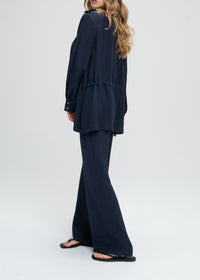 Mid-length silk safari jacket - Navy