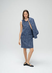 Robe en tweed sans manche - Marine