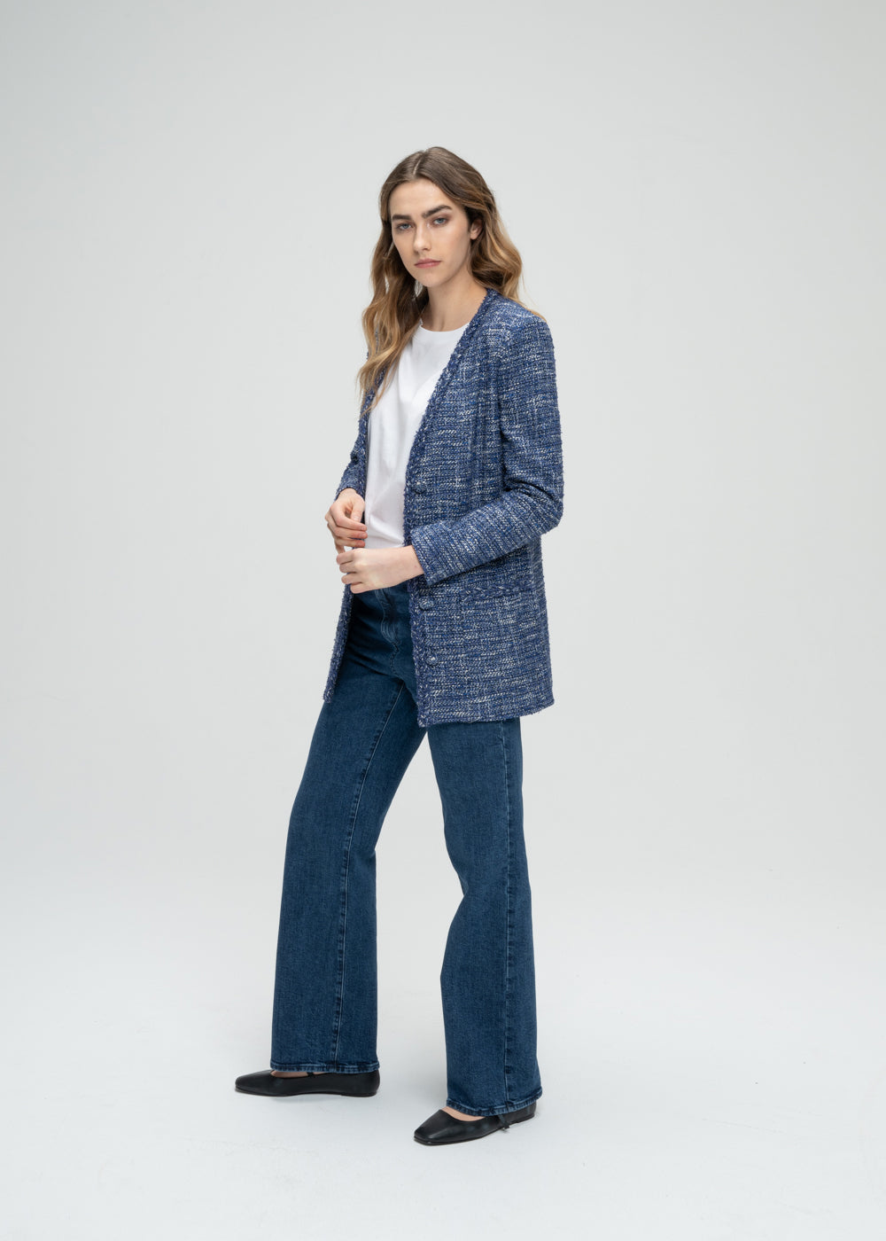 Veste longue poche plaque - Marine