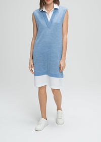 Robe effet trompe-l’œil en laine - Bleu