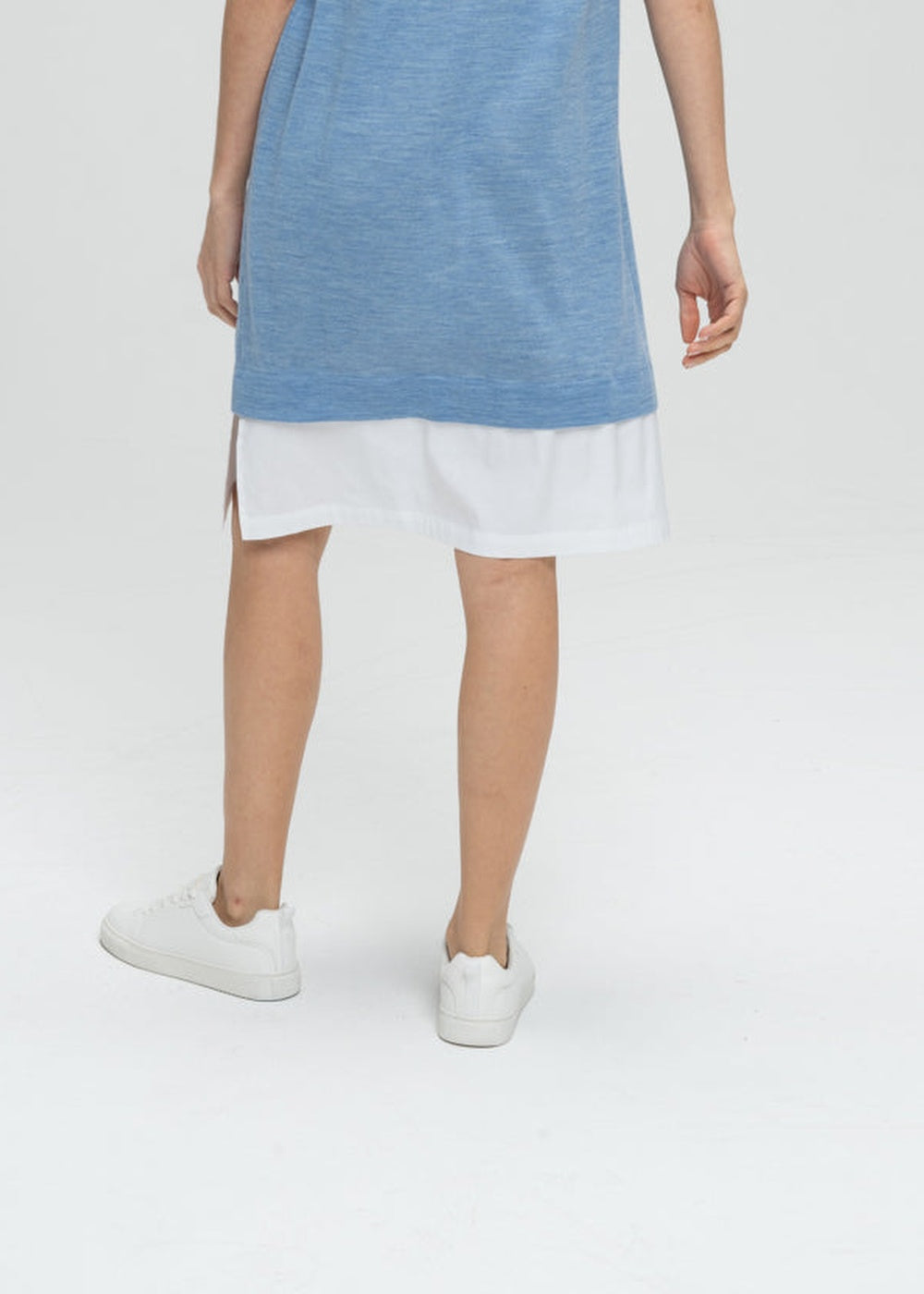 Robe effet trompe-l’œil en laine - Bleu