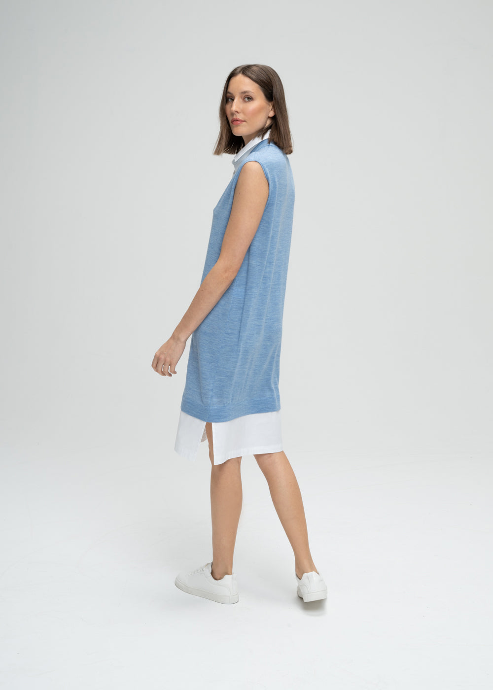 Robe trompe l'oeil - Bleu Denim