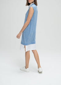 Robe effet trompe-l’œil en laine - Bleu