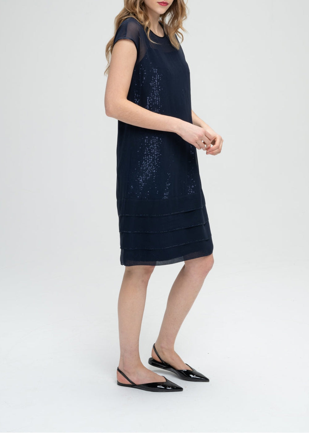 Dual-wear silk dress - Navy