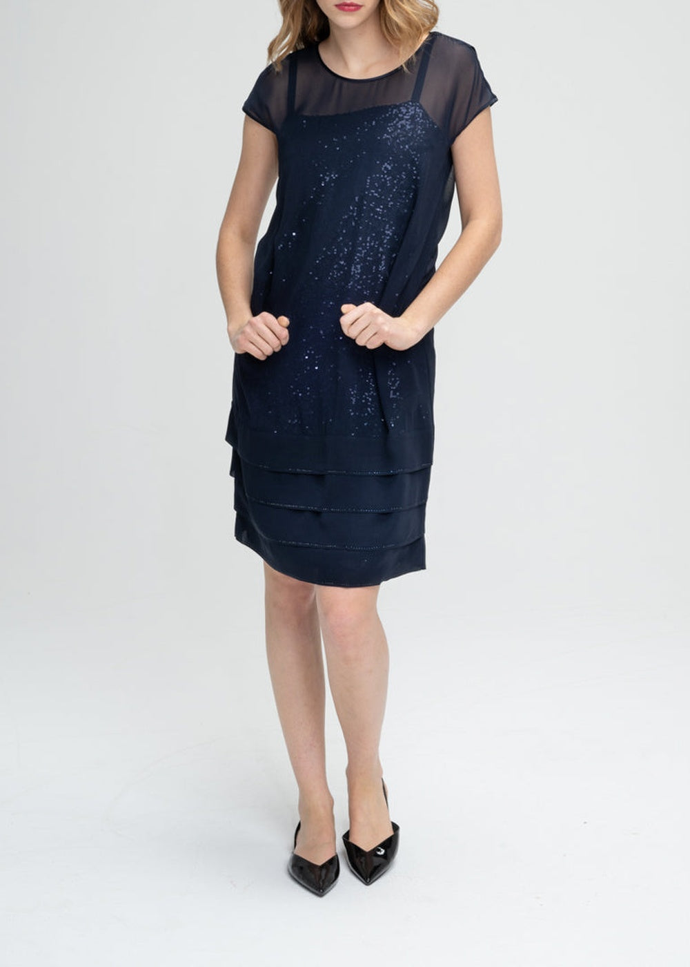 Dual-wear silk dress - Navy