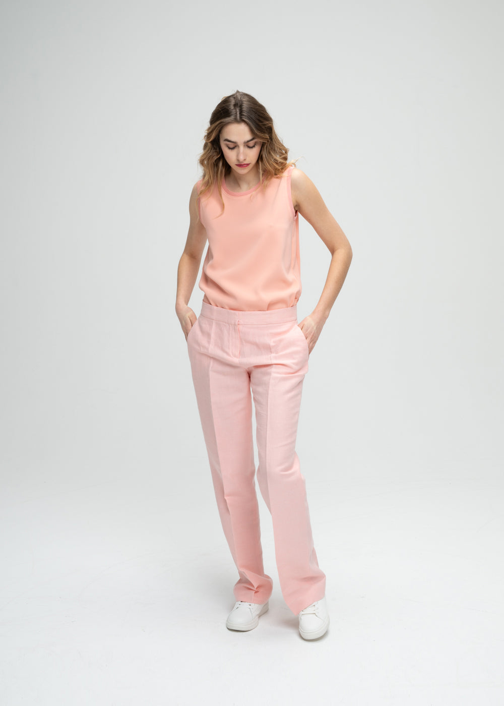 Pantalon lin coton - Abricot