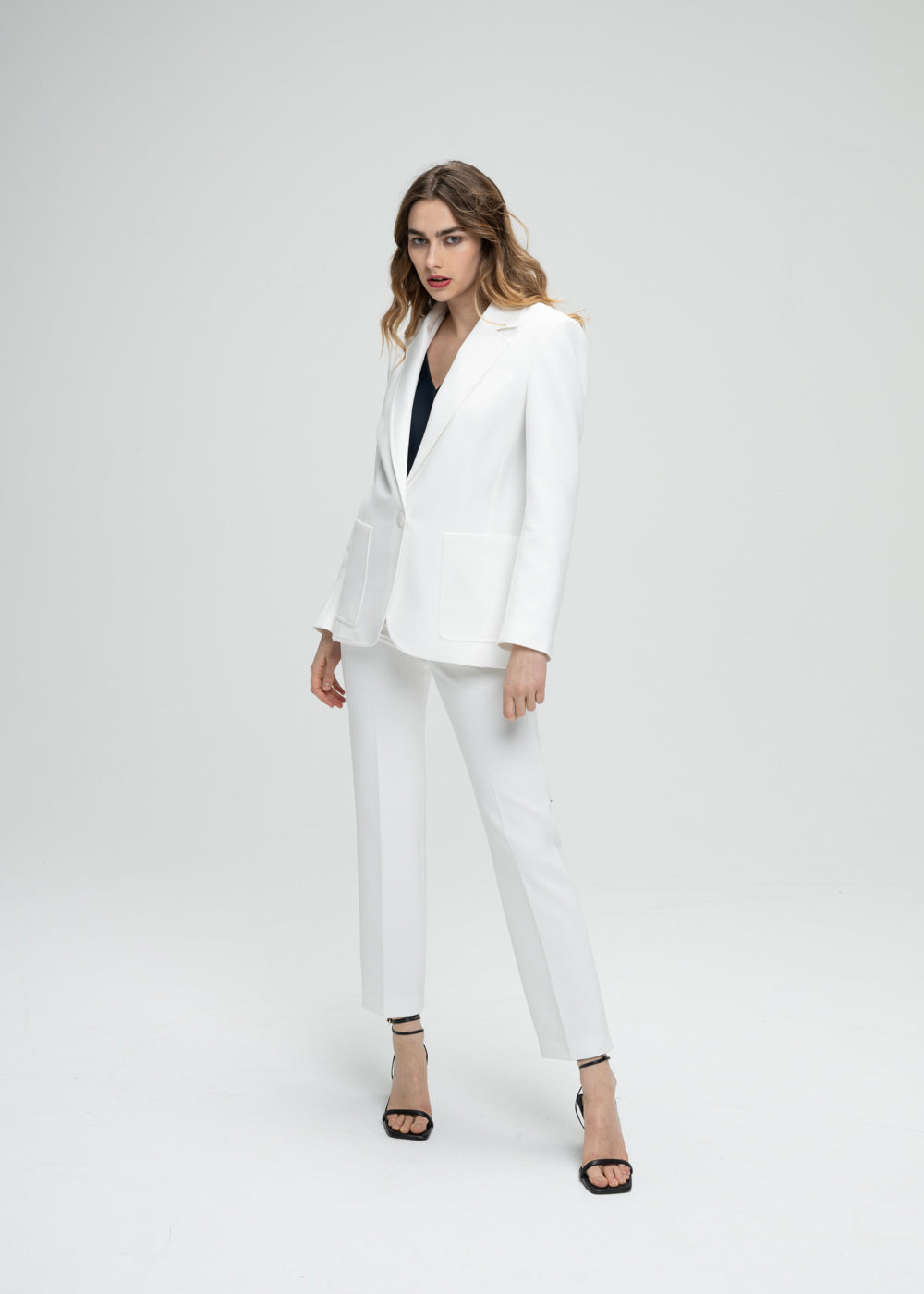 Veste longue poche plaque - Blanc Cassé