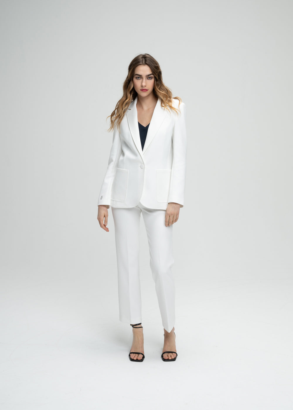 Veste longue poche plaque - Blanc Cassé