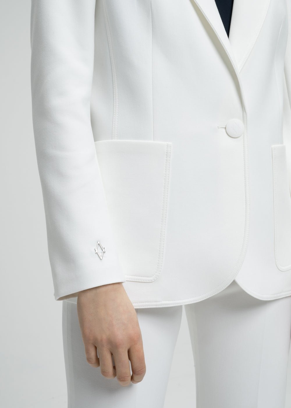 Veste longue poche plaque - Blanc Cassé