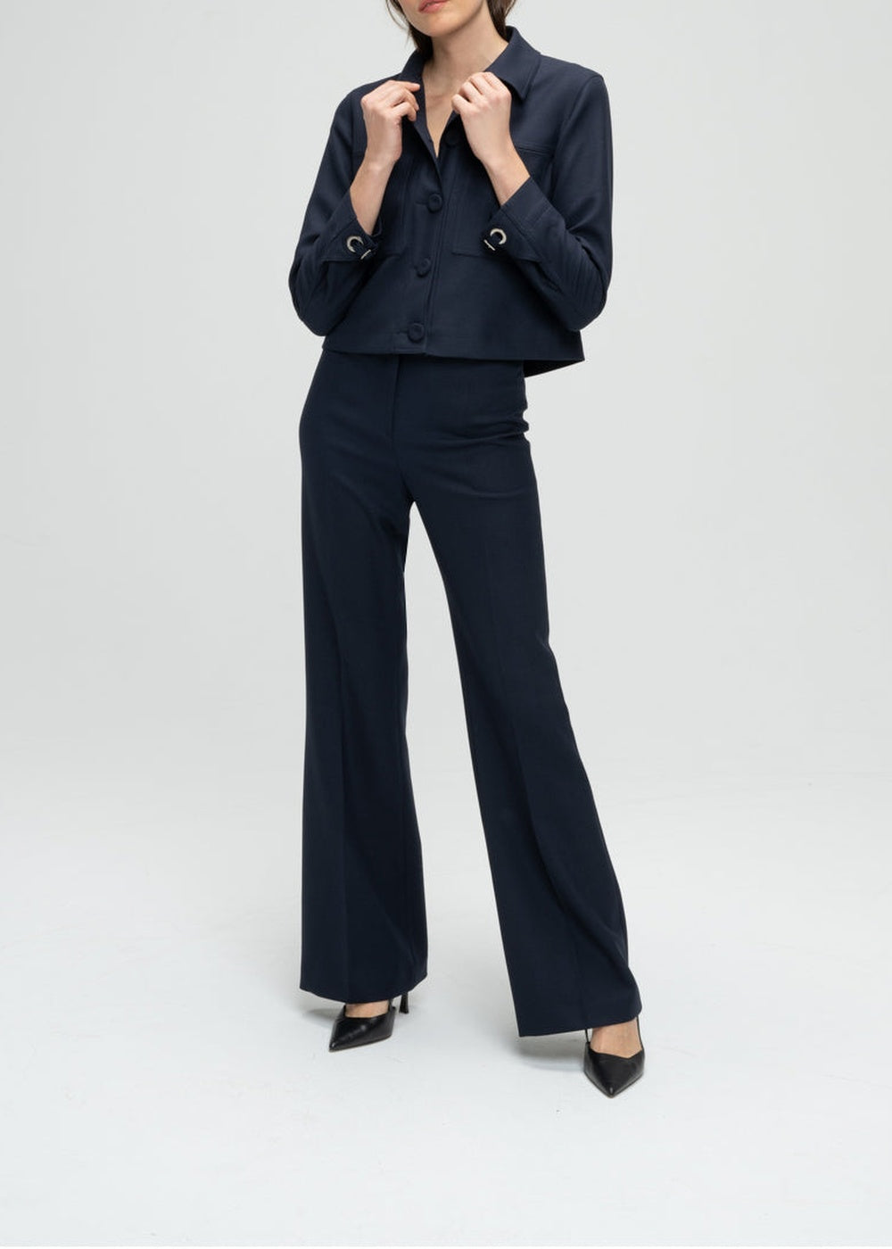 Short jacket with shirt collar - Navy
