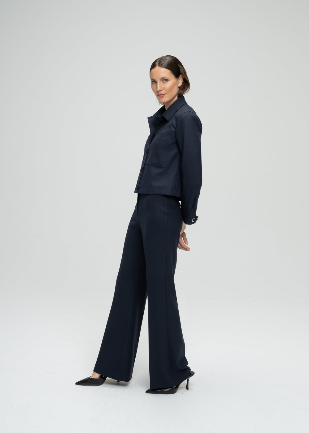 Veste courte col chemise - Marine