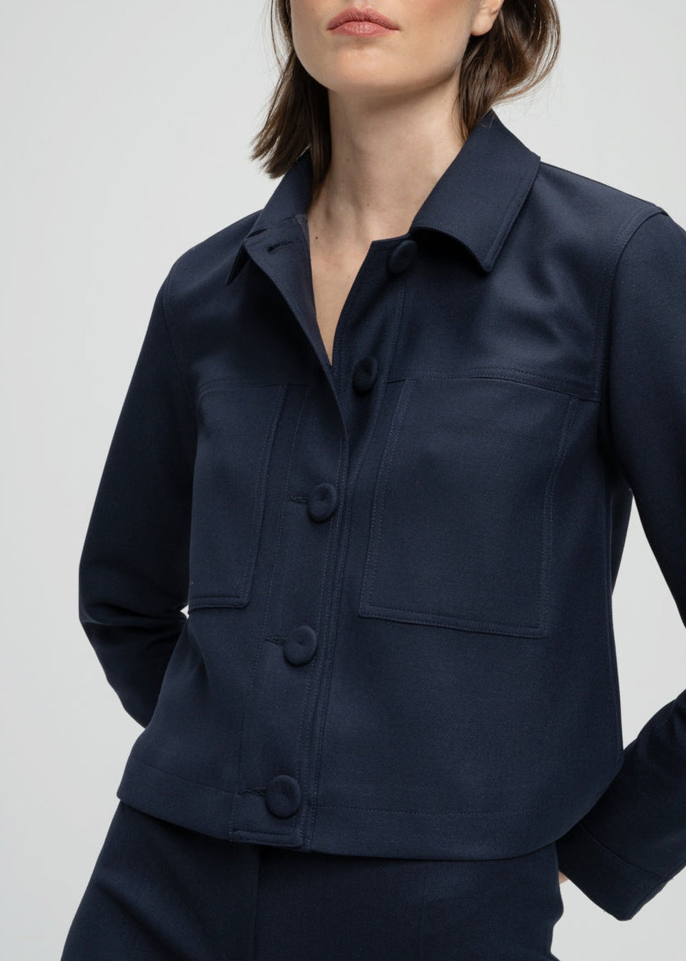 Short jacket with shirt collar - Navy