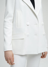 Veste croisee large 4 boutons - Blanc Cassé