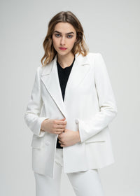Veste croisee large 4 boutons - Blanc Cassé