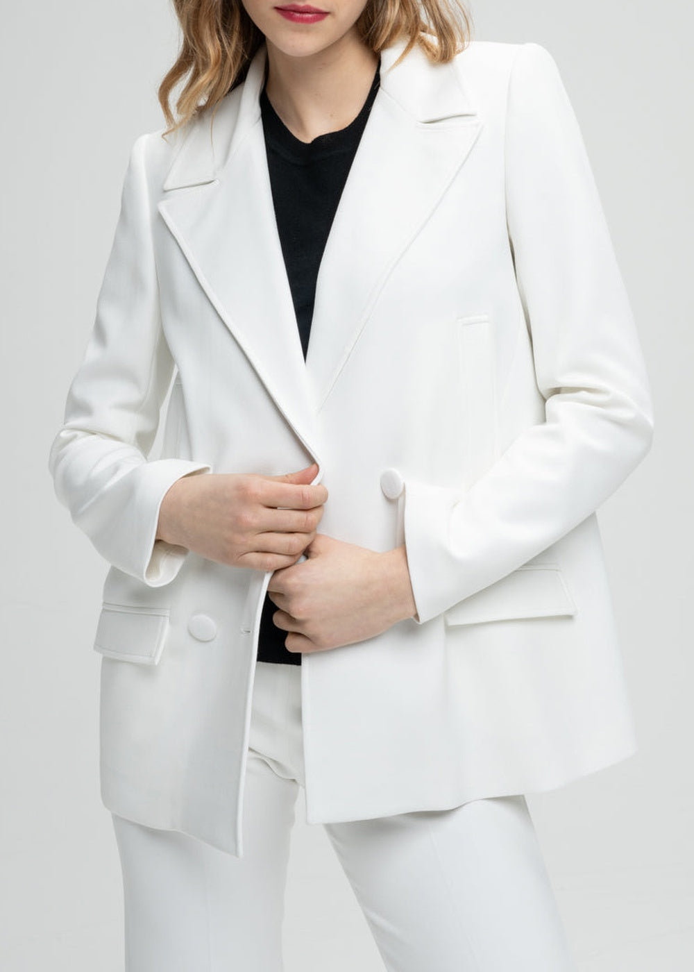 Double-breasted jacket with buttons - Off-white