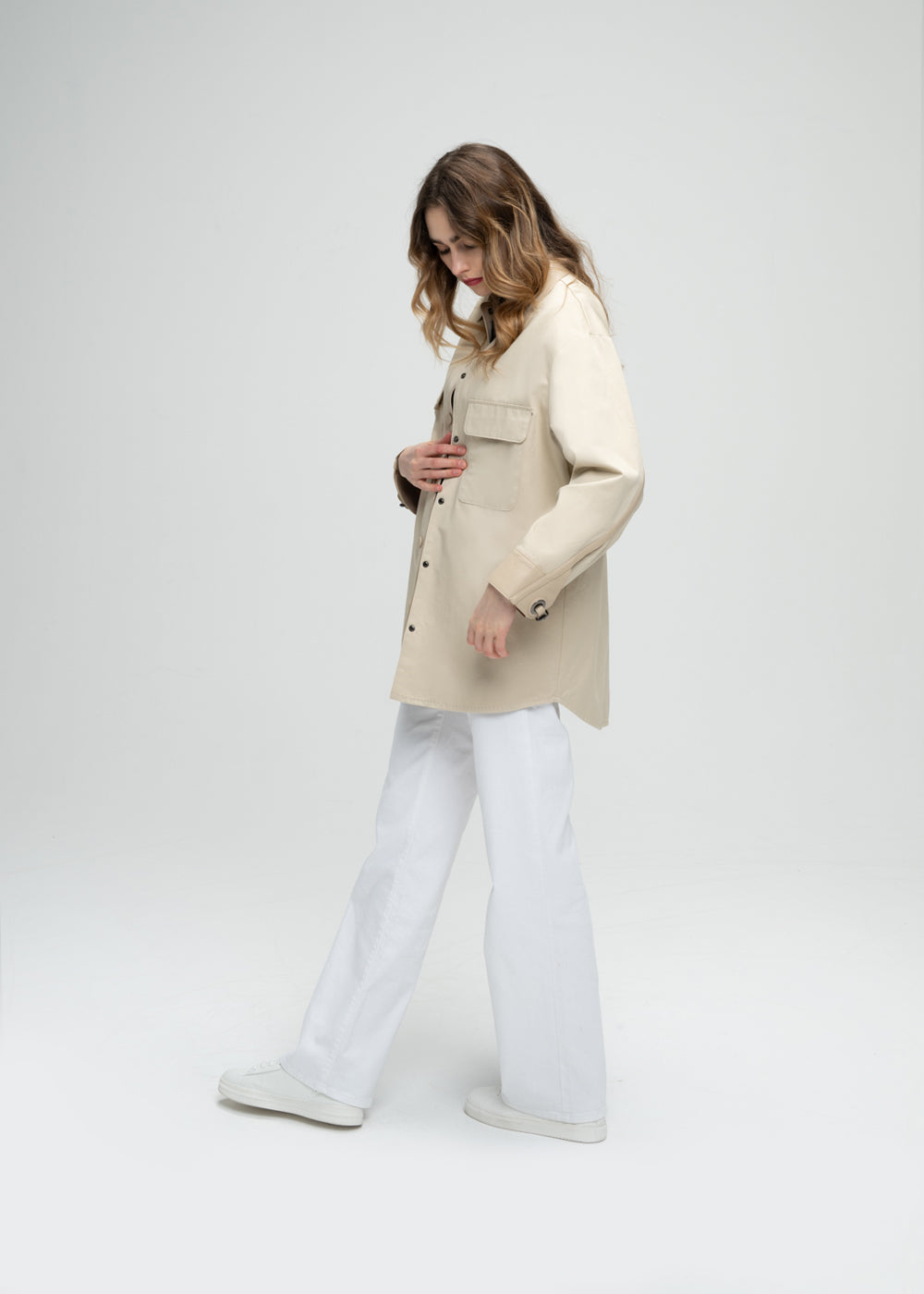 Manteau chemise court - Beige Moyen