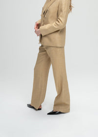 6-button double-breasted linen jacket - Beige