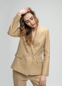 Veste croisee 6 boutons col - Beige Moyen