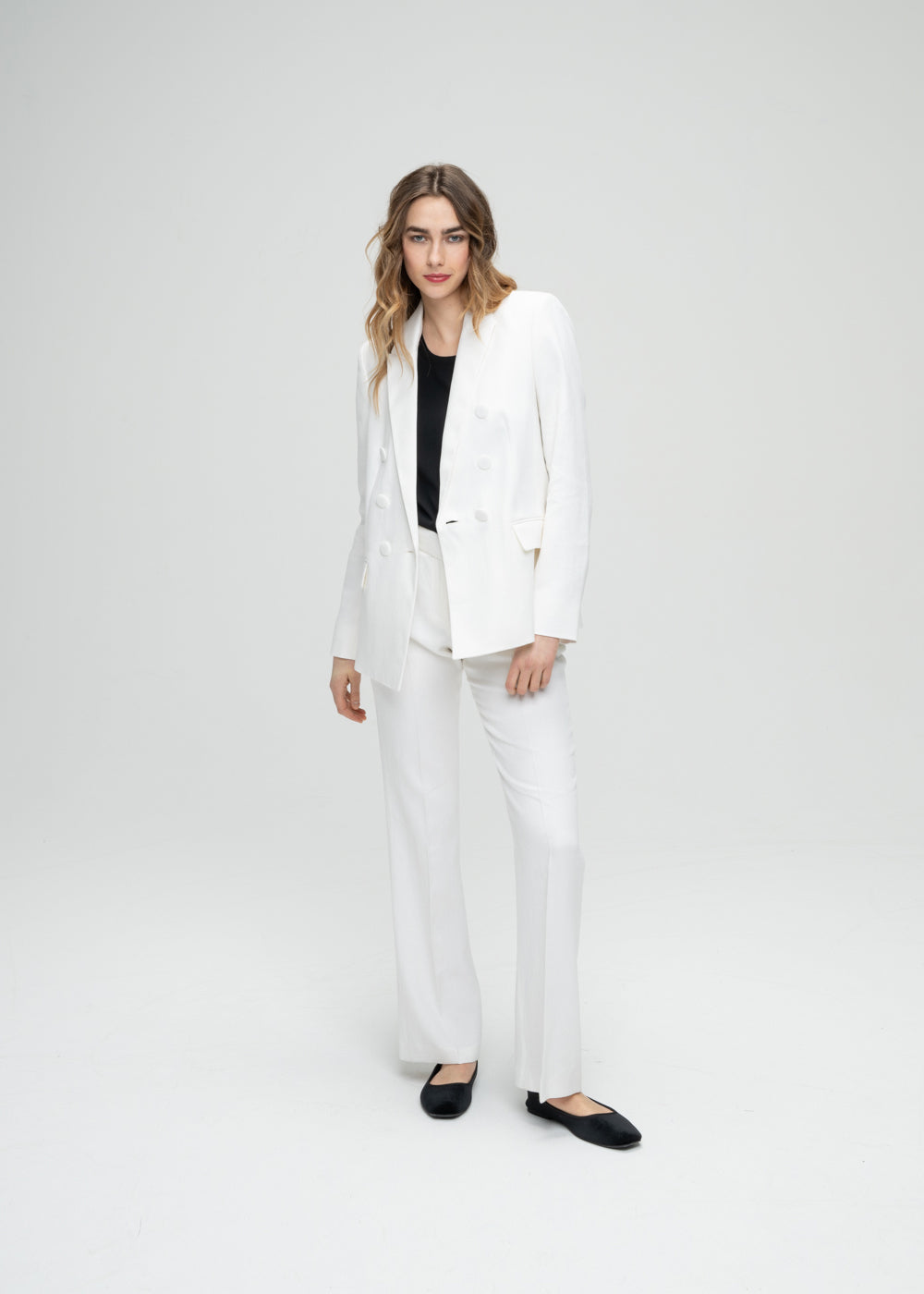 Veste croisee 6 boutons col - Blanc Optique