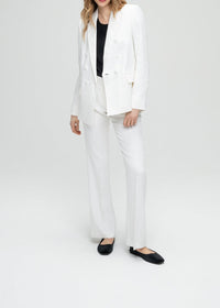 6-button double-breasted linen jacket - Optical White