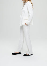 6-button double-breasted linen jacket - Optical White