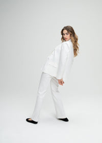 Veste croisee 6 boutons col - Blanc Optique
