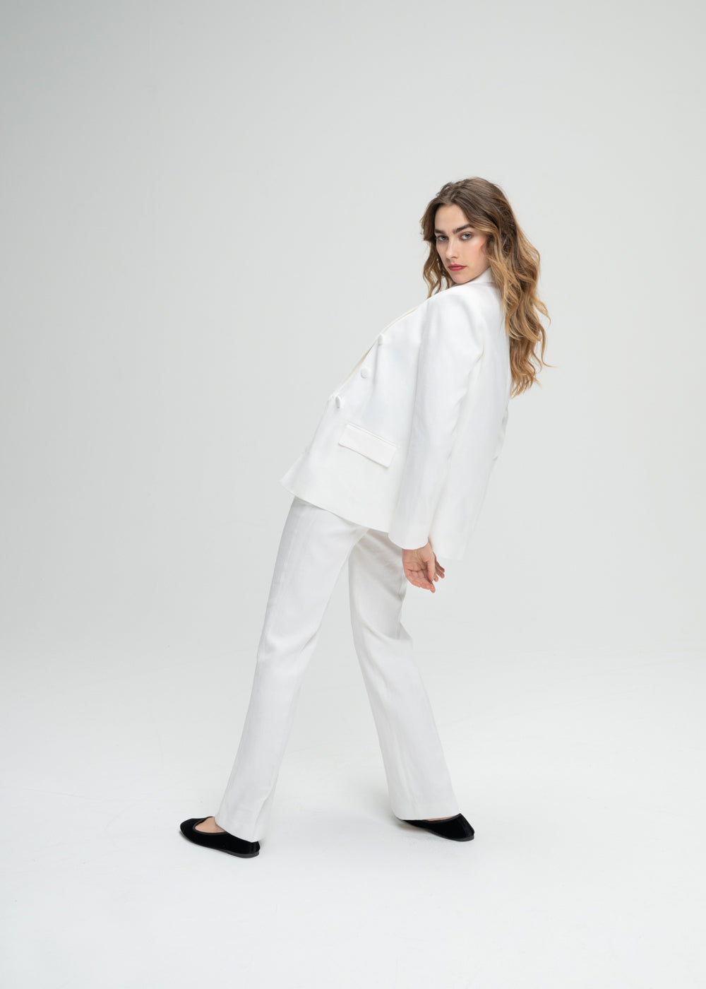 Veste croisee 6 boutons col - Blanc Optique