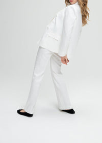 6-button double-breasted linen jacket - Optical White