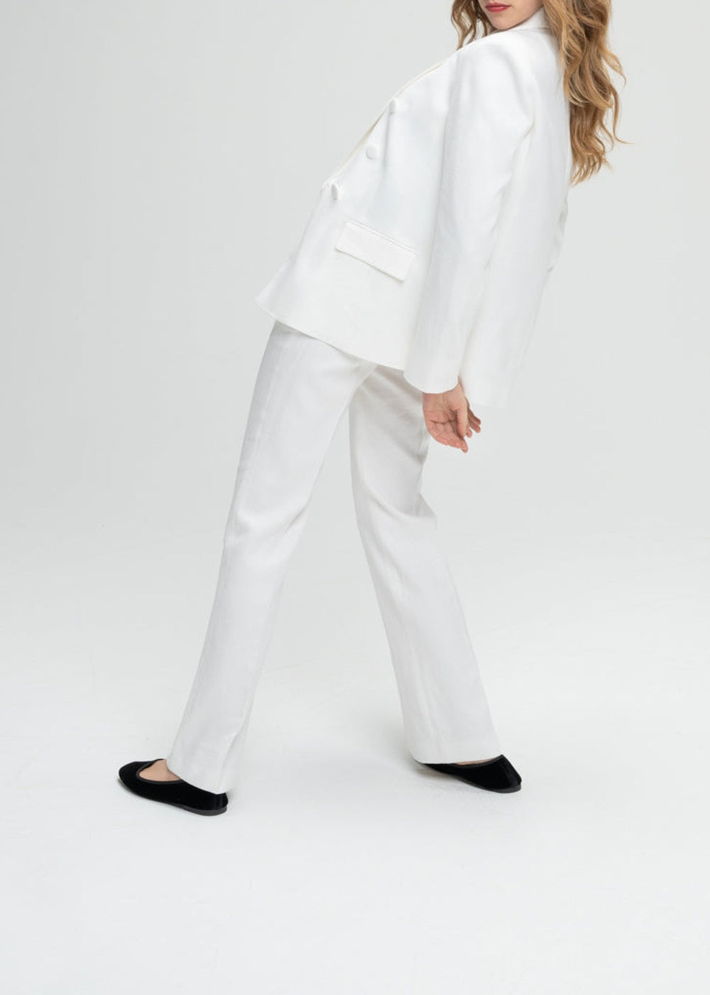 6-button double-breasted linen jacket - Optical White