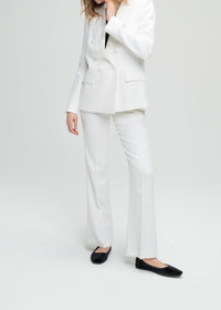 6-button double-breasted linen jacket - Optical White