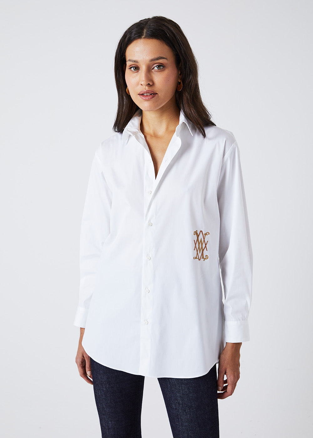 Chemise en popeline blanche - Beige Moyen
