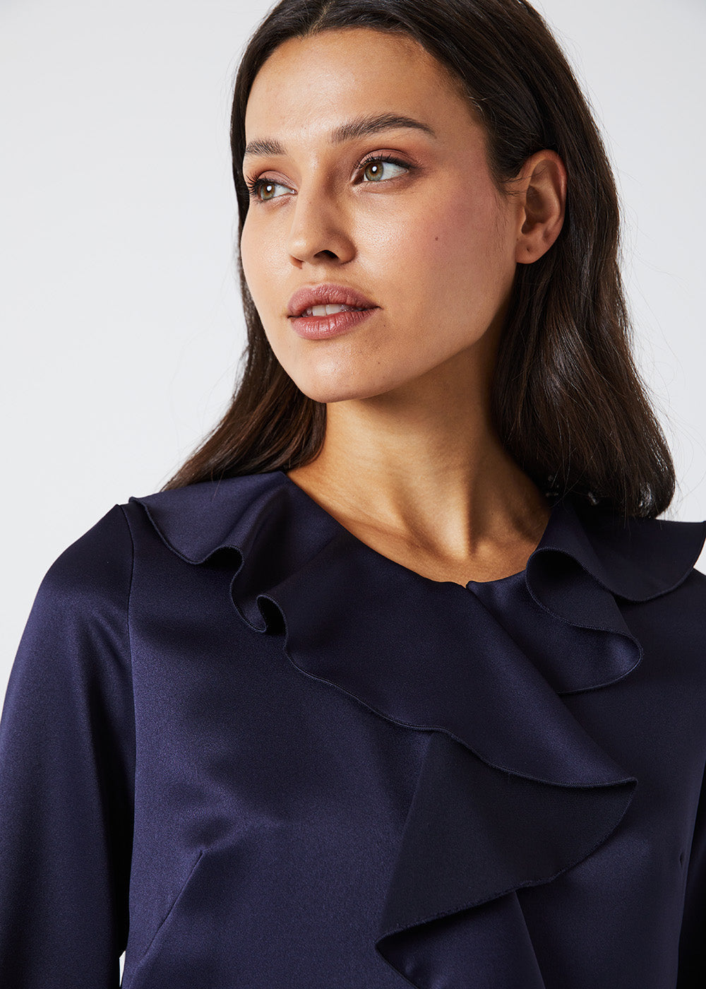Robe envers satin pl - Marine