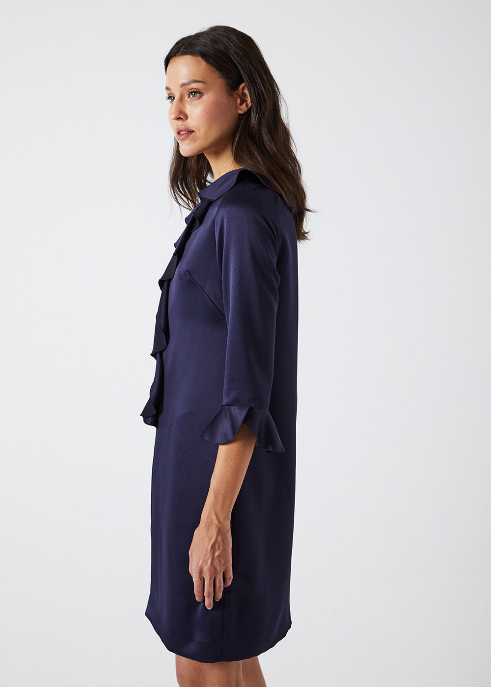 Robe envers satin pl - Marine
