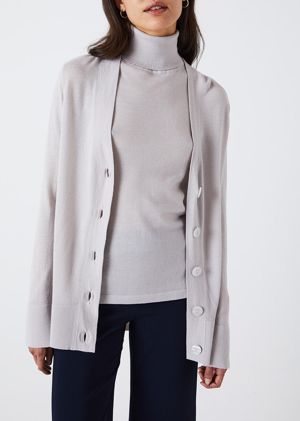 Long wool cardigan - Concrete