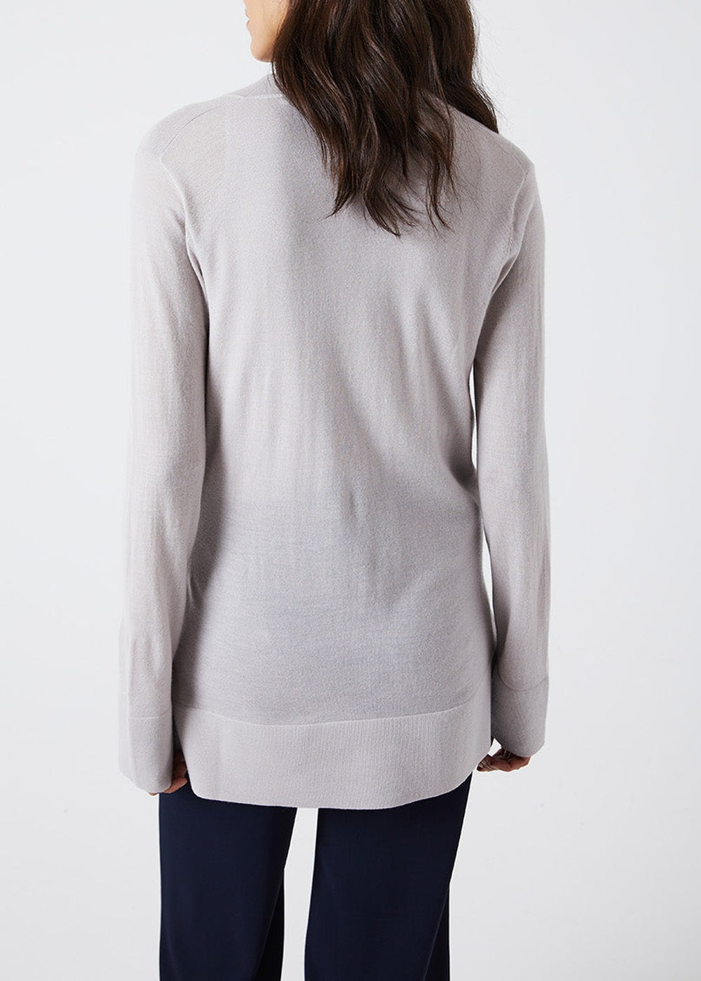 Long wool cardigan - Concrete