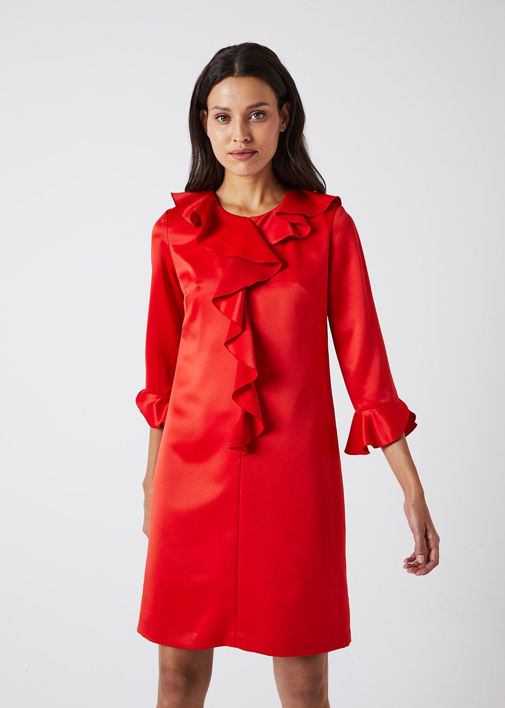 Robe envers satin pl - Orange Vif